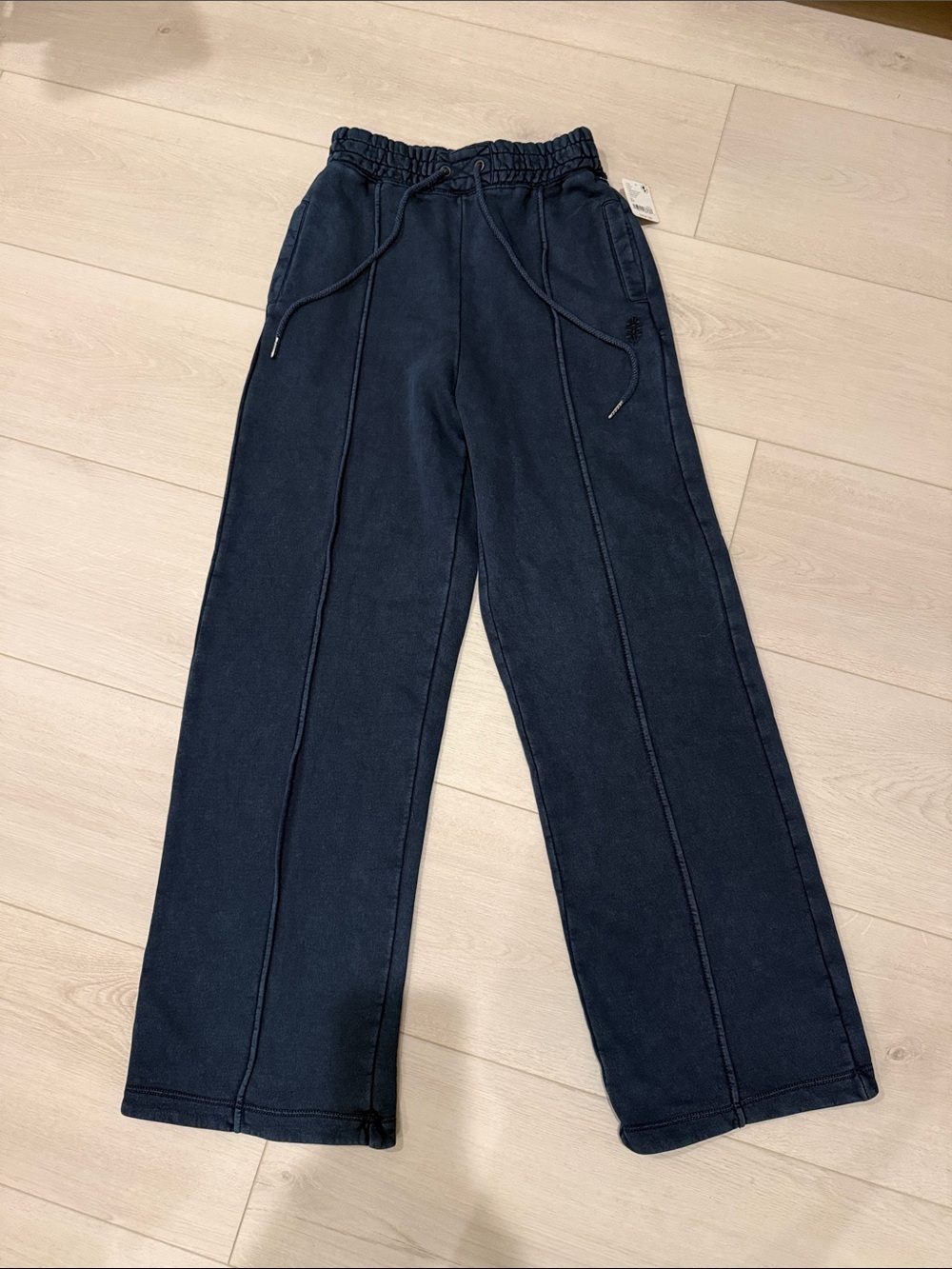 NWT Free People Movement Wide-Leg Drawstring Joggers Navy SZ XS